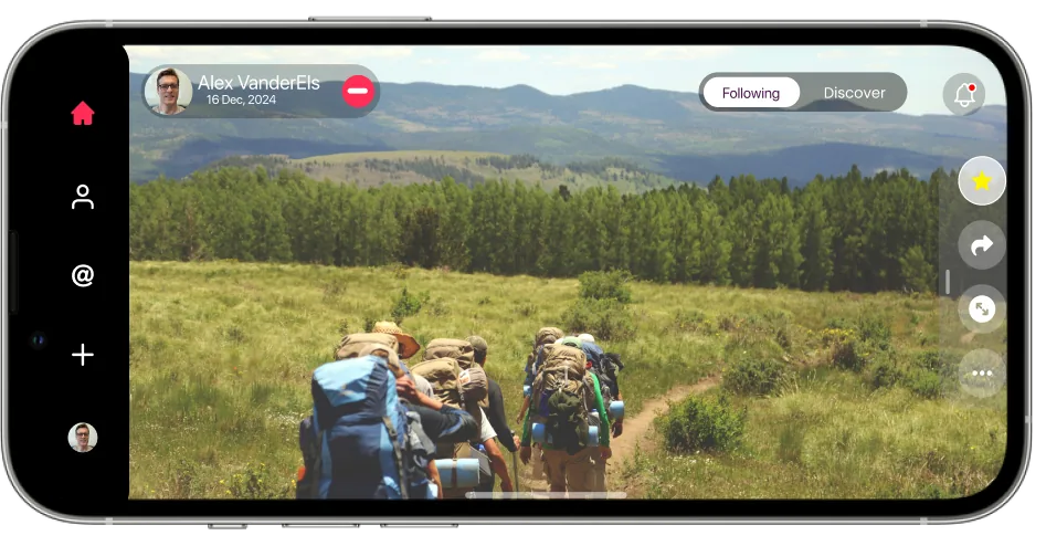 Hikers on a wide grassy trail, shown full width